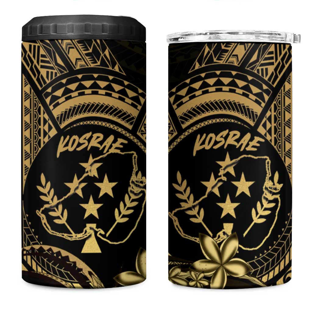 Gold Kosrae Liberation Day 4 in 1 Can Cooler Tumbler September 8 Polynesian Tattoo - Polynesian Pride
