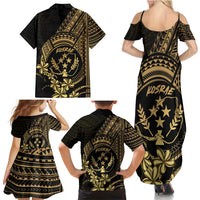 Gold Kosrae Liberation Day Family Matching Summer Maxi Dress and Hawaiian Shirt September 8 Polynesian Tattoo - Polynesian Pride