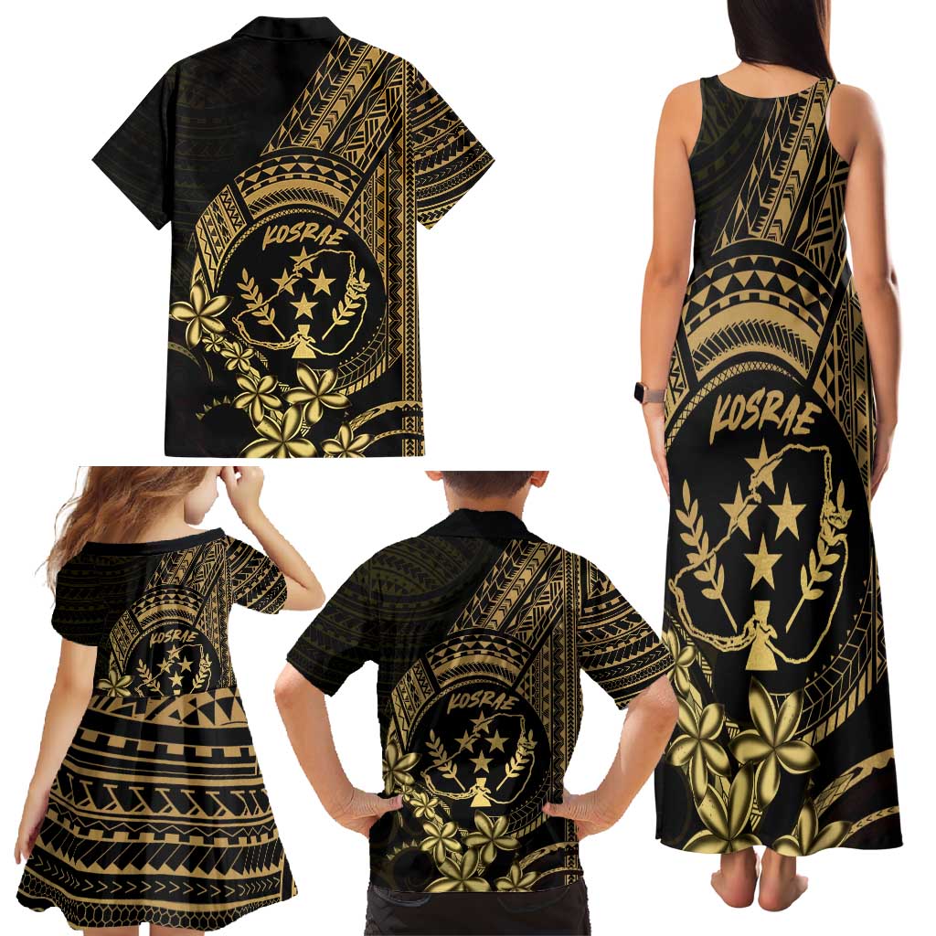 Gold Kosrae Liberation Day Family Matching Tank Maxi Dress and Hawaiian Shirt September 8 Polynesian Tattoo - Polynesian Pride