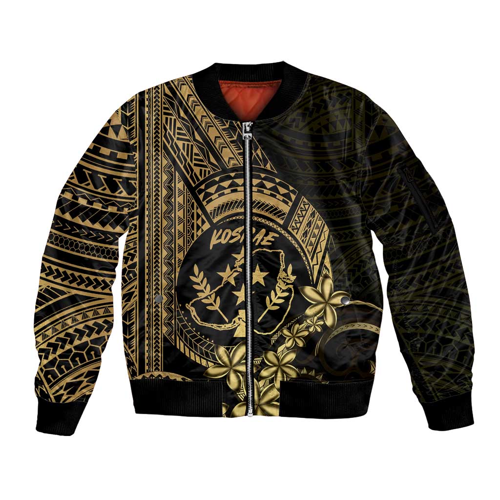 Gold Kosrae Liberation Day Sleeve Zip Bomber Jacket September 8 Polynesian Tattoo LT14 Unisex Gold - Polynesian Pride