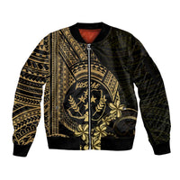 Gold Kosrae Liberation Day Sleeve Zip Bomber Jacket September 8 Polynesian Tattoo LT14 Unisex Gold - Polynesian Pride