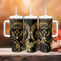 Gold Kosrae Liberation Day Tumbler With Handle September 8 Polynesian Tattoo - Polynesian Pride