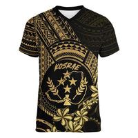 Gold Kosrae Liberation Day Women V-Neck T-Shirt September 8 Polynesian Tattoo - Polynesian Pride