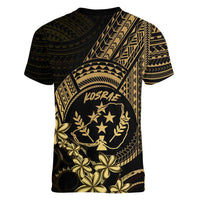 Gold Kosrae Liberation Day Women V-Neck T-Shirt September 8 Polynesian Tattoo - Polynesian Pride