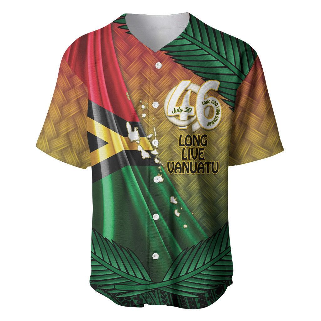 Personalised Long Live Vanuatu Independence Day Baseball Jersey 46th Anniversary Woven Pattern LT14 Reggae - Polynesian Pride