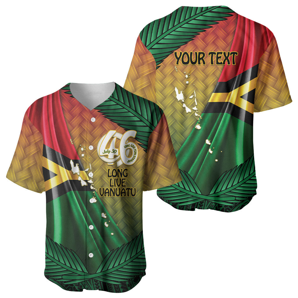 Personalised Long Live Vanuatu Independence Day Baseball Jersey 46th Anniversary Woven Pattern LT14 - Polynesian Pride