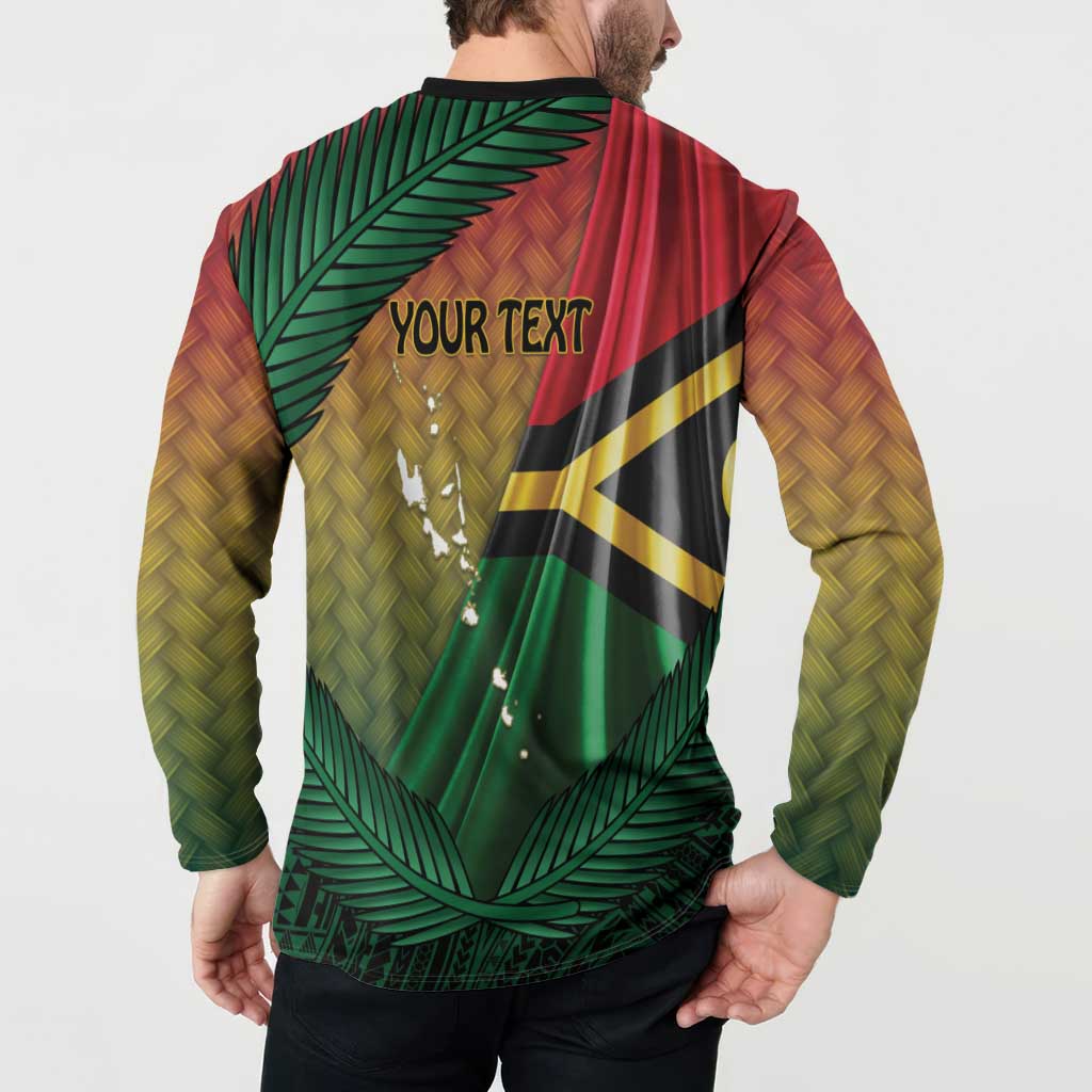 Personalised Long Live Vanuatu Independence Day Button Sweatshirt 45th Anniversary Woven Pattern - Polynesian Pride