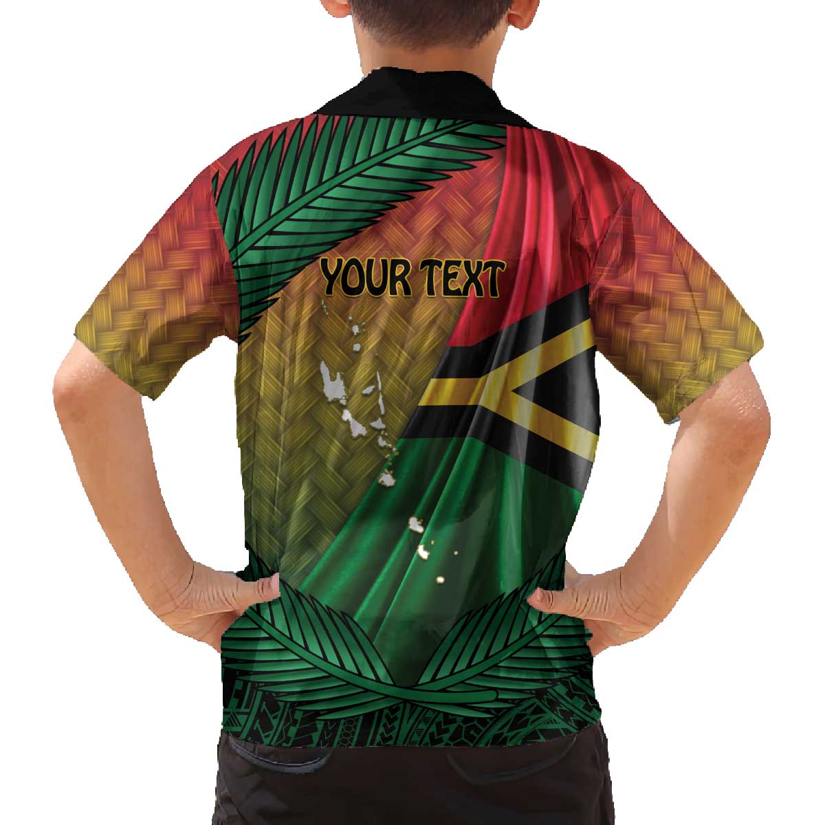 Personalised Long Live Vanuatu Independence Day Family Matching Off The Shoulder Long Sleeve Dress and Hawaiian Shirt 45th Anniversary Woven Pattern - Polynesian Pride