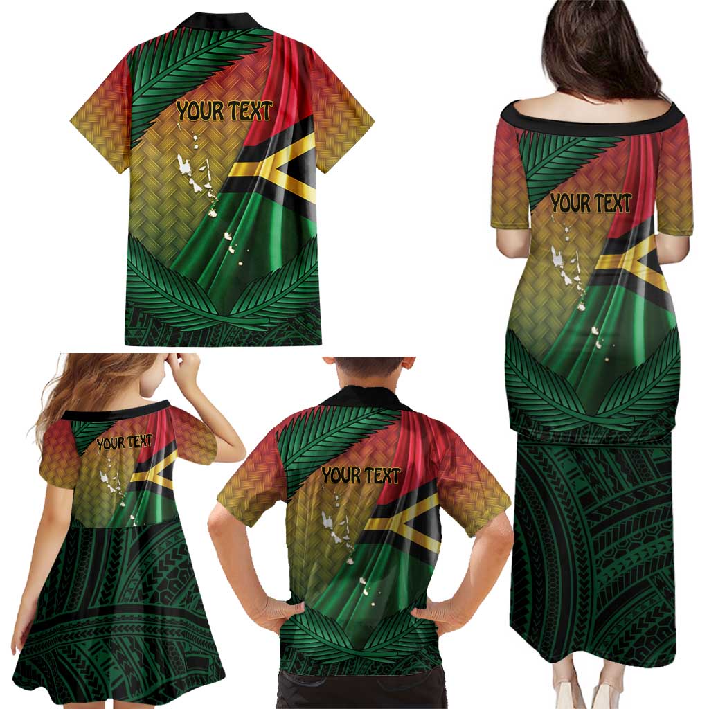 Personalised Long Live Vanuatu Independence Day Family Matching Puletasi and Hawaiian Shirt 45th Anniversary Woven Pattern - Polynesian Pride