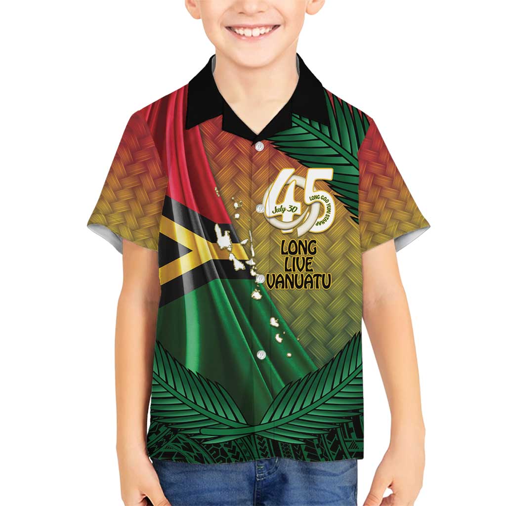Personalised Long Live Vanuatu Independence Day Family Matching Puletasi and Hawaiian Shirt 45th Anniversary Woven Pattern - Polynesian Pride