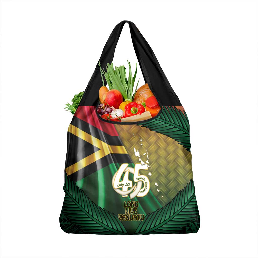 Long Live Vanuatu Independence Day Grocery Bag 45th Anniversary Woven Pattern - Polynesian Pride