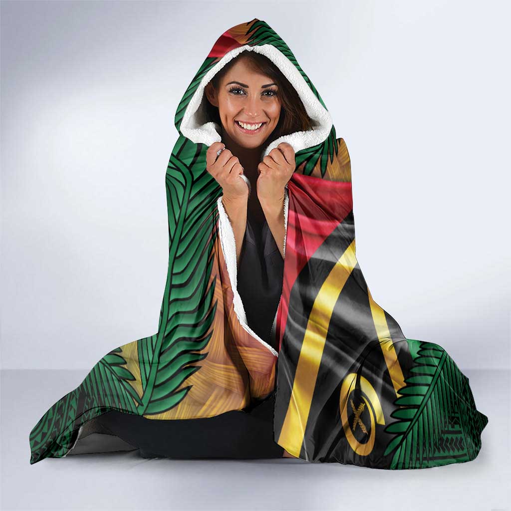 Long Live Vanuatu Independence Day Hooded Blanket 45th Anniversary Woven Pattern - Polynesian Pride