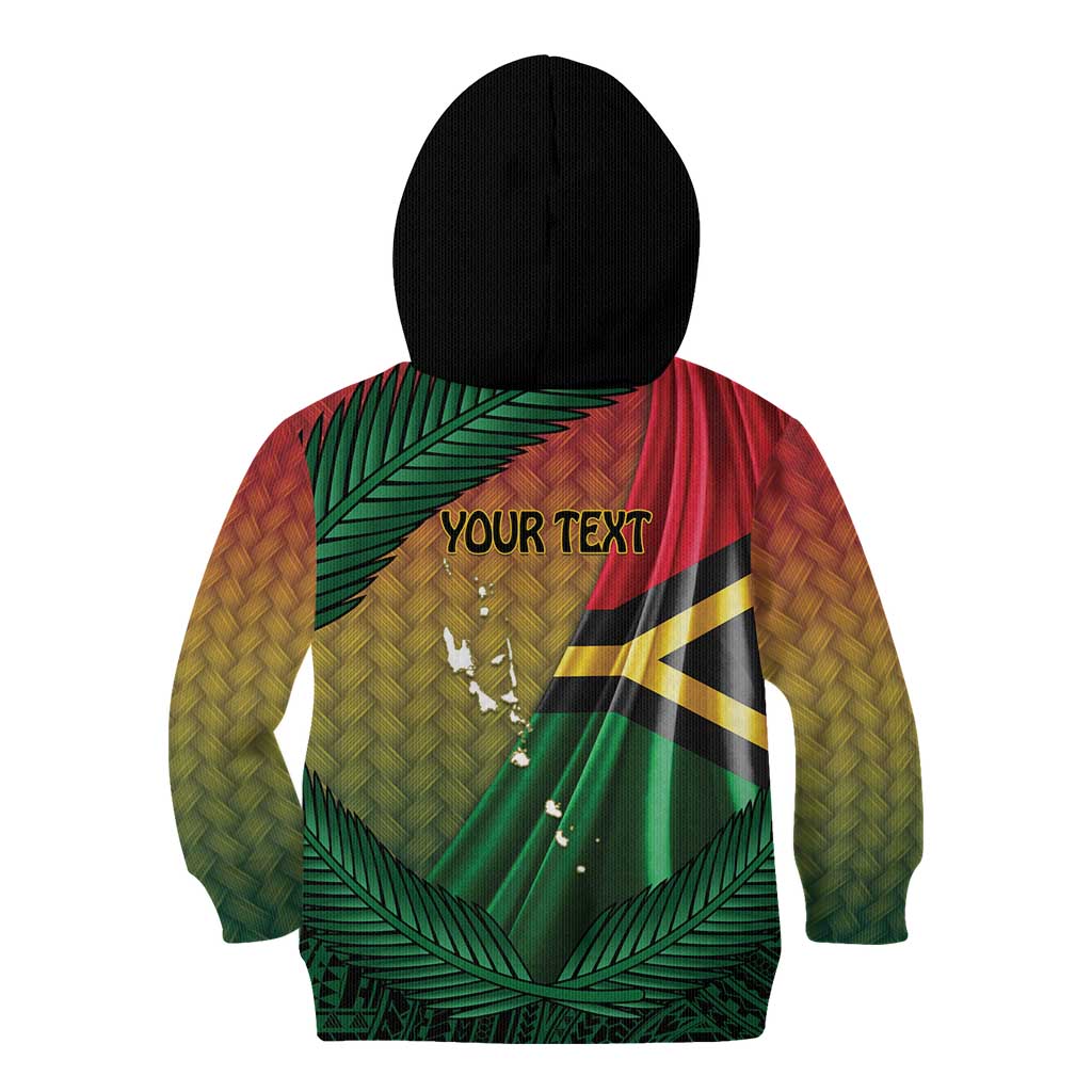 Personalised Long Live Vanuatu Independence Day Kid Hoodie 45th Anniversary Woven Pattern - Polynesian Pride