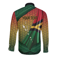 Personalised Long Live Vanuatu Independence Day Long Sleeve Button Shirt 45th Anniversary Woven Pattern - Polynesian Pride