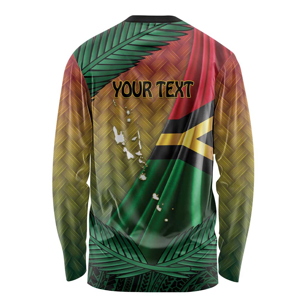 Personalised Long Live Vanuatu Independence Day Long Sleeve Shirt 45th Anniversary Woven Pattern - Polynesian Pride