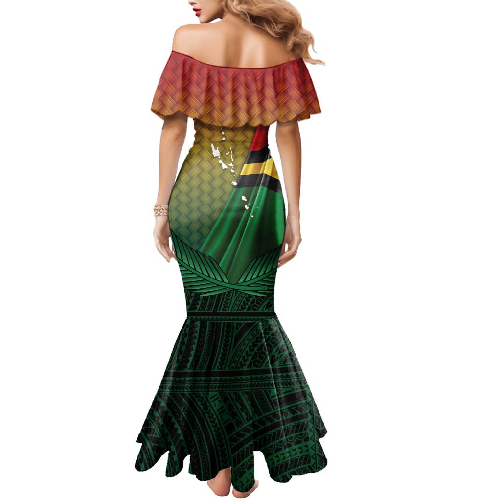 Personalised Long Live Vanuatu Independence Day Mermaid Dress 45th Anniversary Woven Pattern - Polynesian Pride
