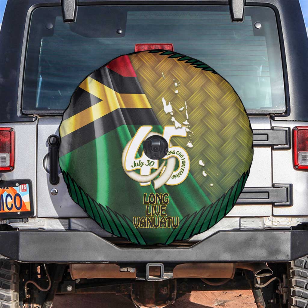 Long Live Vanuatu Independence Day Spare Tire Cover 45th Anniversary Woven Pattern - Polynesian Pride