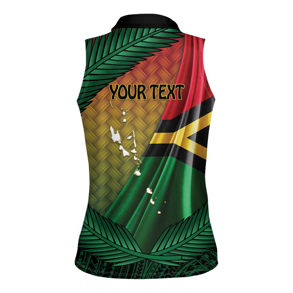 Personalised Long Live Vanuatu Independence Day Women Sleeveless Polo Shirt 45th Anniversary Woven Pattern - Polynesian Pride