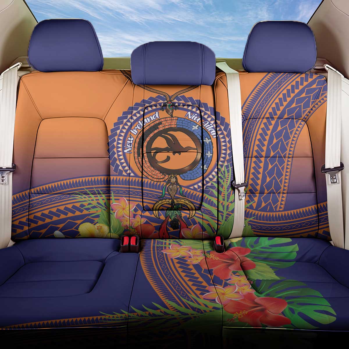PNG New Ireland Province Back Car Seat Cover Niu Ailan Necklace Polynesian Tattoo - Polynesian Pride