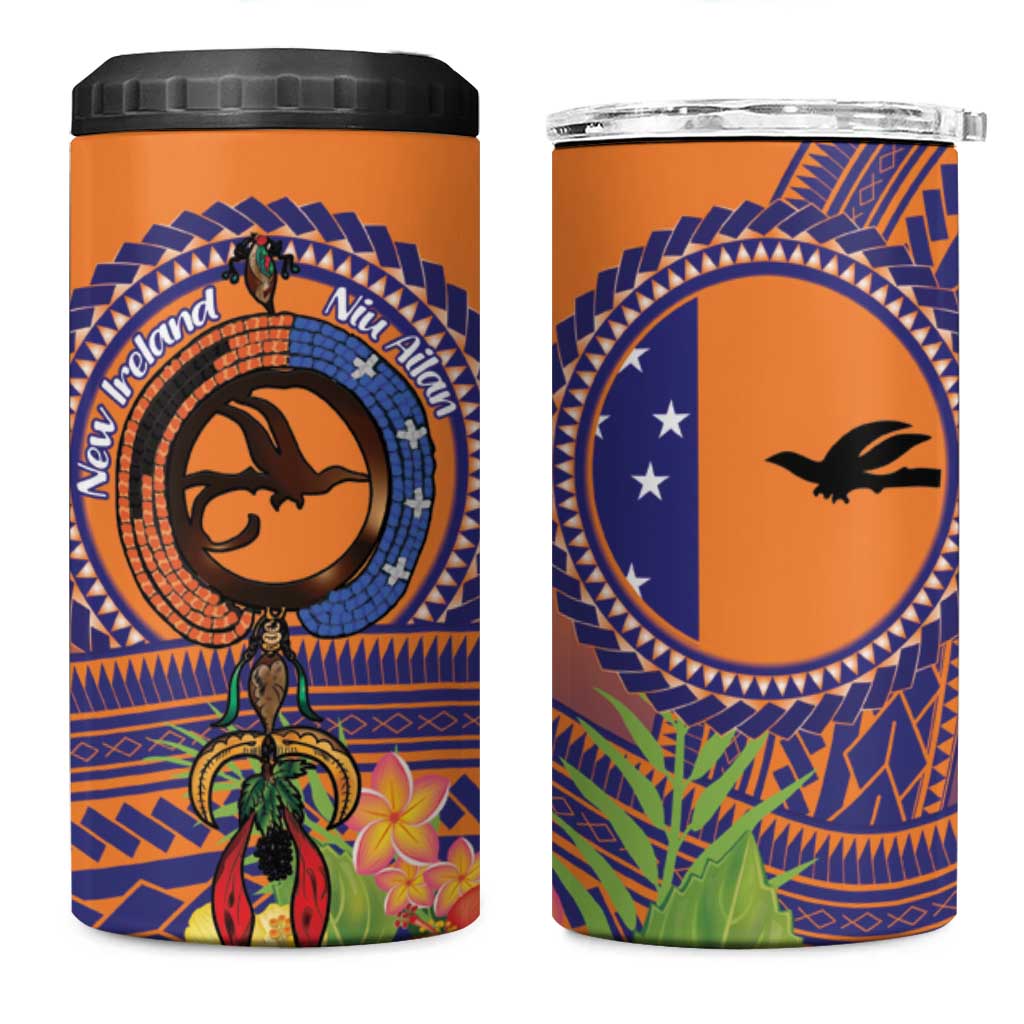 PNG New Ireland Province 4 in 1 Can Cooler Tumbler Niu Ailan Necklace Polynesian Tattoo LT14 One Size: 16 oz Orange - Polynesian Pride