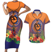 PNG New Ireland Province Couples Matching Short Sleeve Bodycon Dress and Hawaiian Shirt Niu Ailan Necklace Polynesian Tattoo - Polynesian Pride