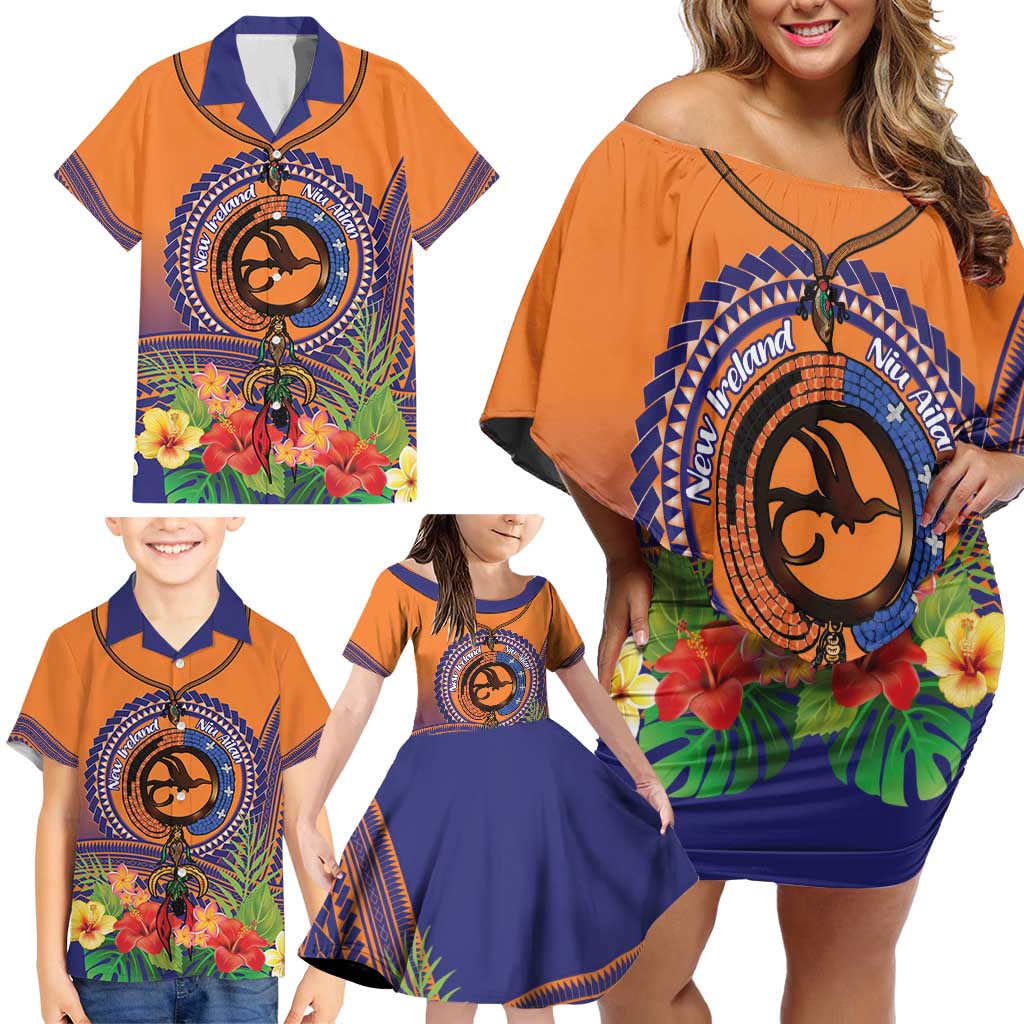 PNG New Ireland Province Family Matching Off Shoulder Short Dress and Hawaiian Shirt Niu Ailan Necklace Polynesian Tattoo - Polynesian Pride