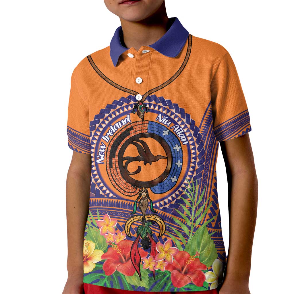 PNG New Ireland Province Kid Polo Shirt Niu Ailan Necklace Polynesian Tattoo - Polynesian Pride