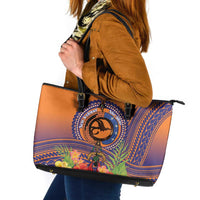 PNG New Ireland Province Leather Tote Bag Niu Ailan Necklace Polynesian Tattoo - Polynesian Pride