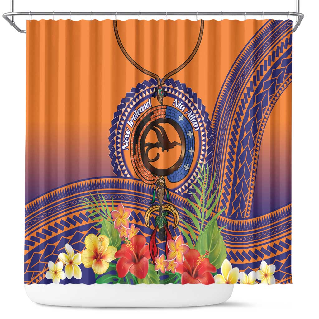 PNG New Ireland Province Shower Curtain Niu Ailan Necklace Polynesian Tattoo - Polynesian Pride
