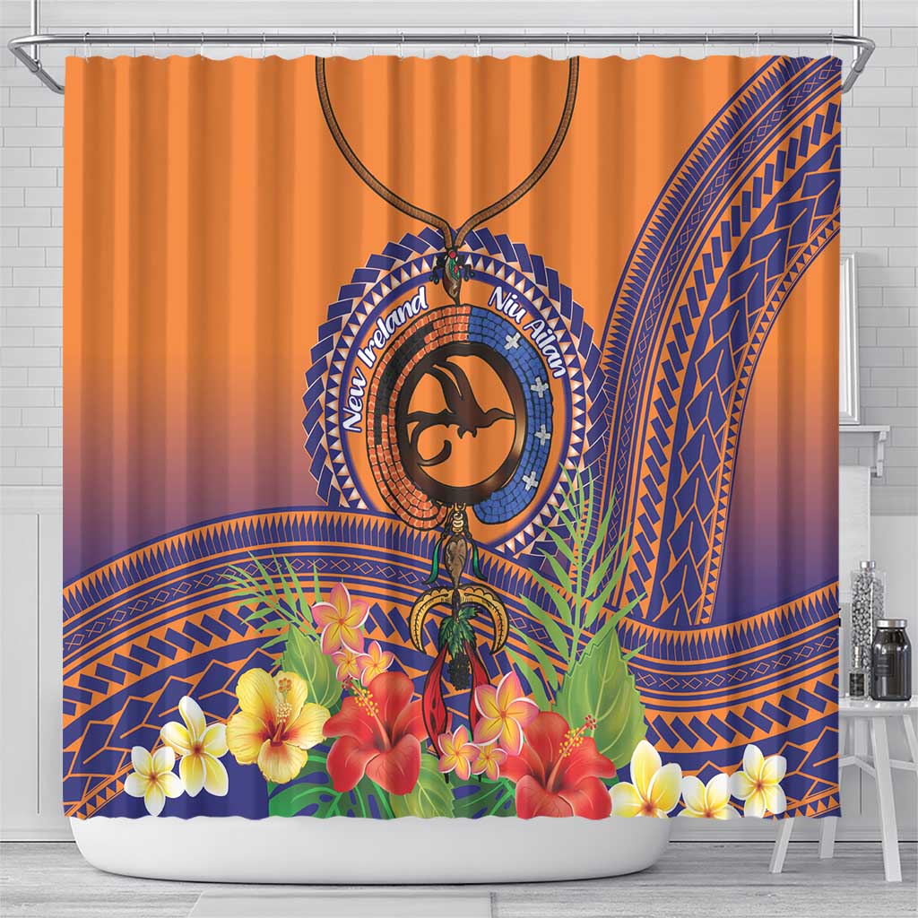 PNG New Ireland Province Shower Curtain Niu Ailan Necklace Polynesian Tattoo - Polynesian Pride