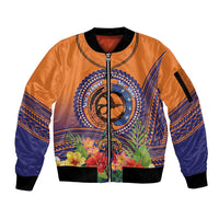 PNG New Ireland Province Sleeve Zip Bomber Jacket Niu Ailan Necklace Polynesian Tattoo - Polynesian Pride