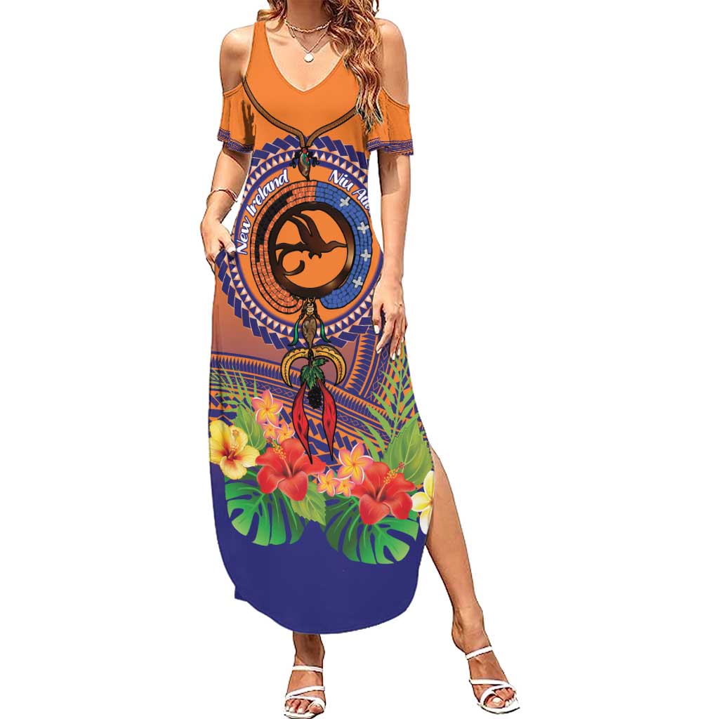 PNG New Ireland Province Summer Maxi Dress Niu Ailan Necklace Polynesian Tattoo - Polynesian Pride