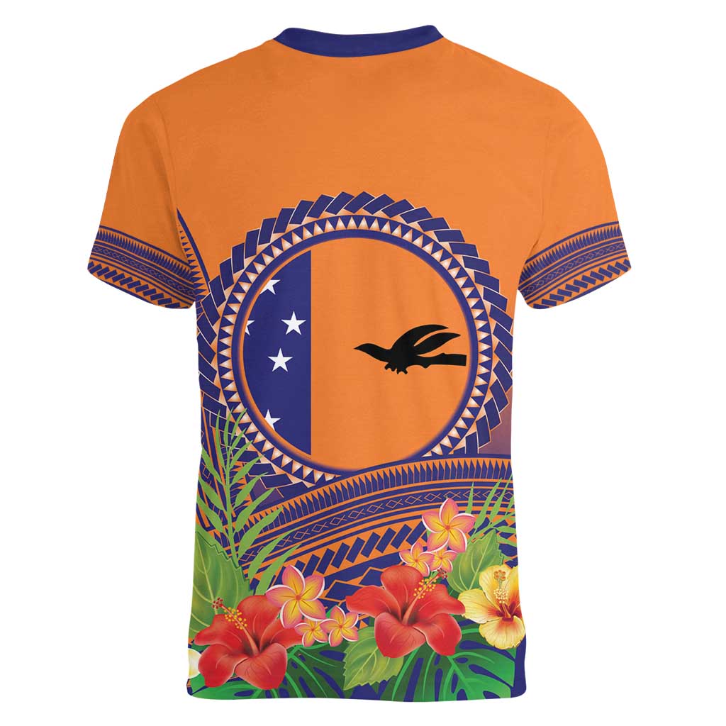 PNG New Ireland Province Women V-Neck T-Shirt Niu Ailan Necklace Polynesian Tattoo - Polynesian Pride