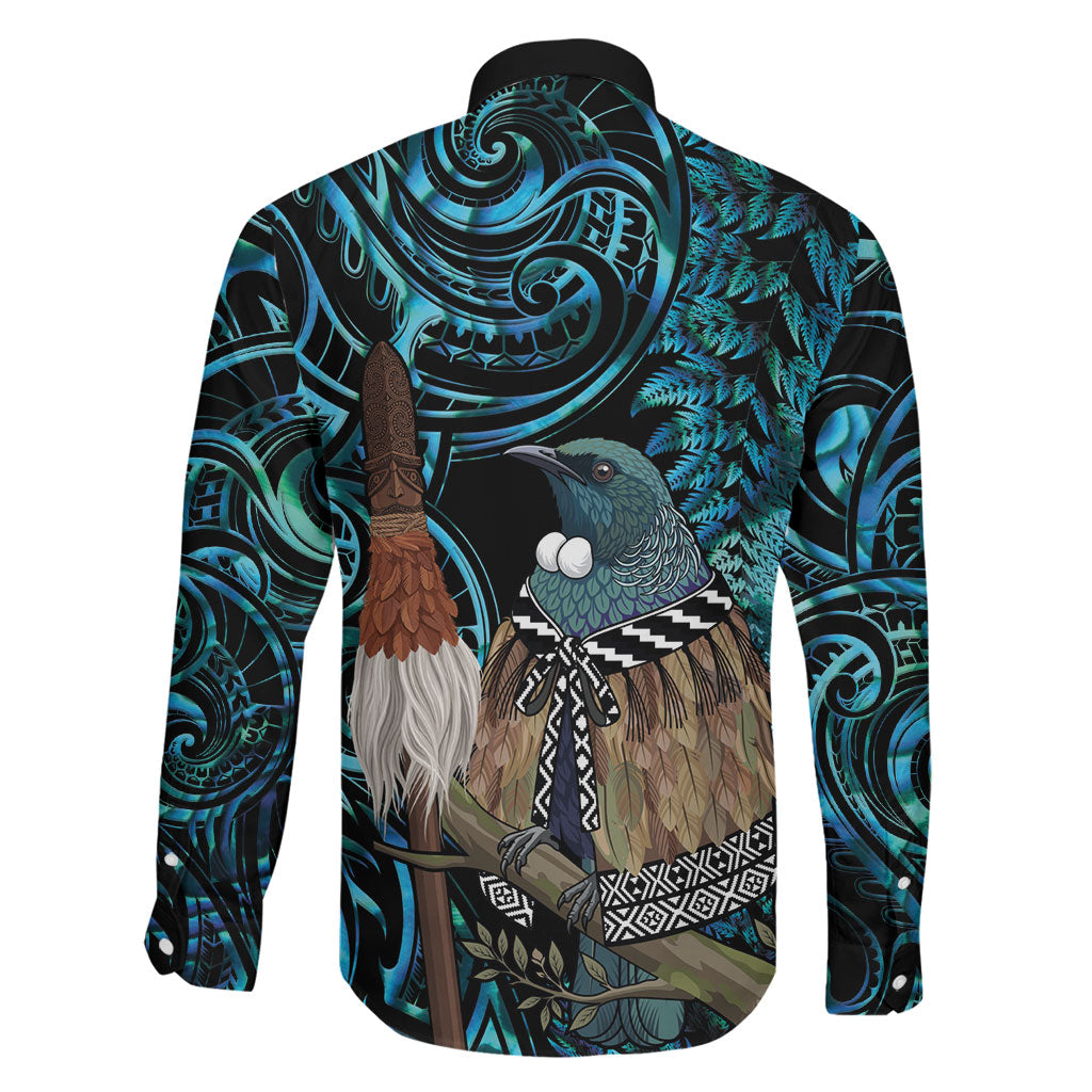 New Zealand Tui Bird Taiaha Family Matching Mermaid Dress and Hawaiian Shirt Maori Weapon Paua Shell Mix Silver Fern