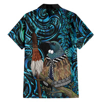 New Zealand Tui Bird Taiaha Family Matching Summer Maxi Dress and Hawaiian Shirt Maori Weapon Paua Shell Mix Silver Fern