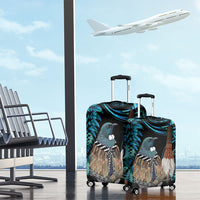 New Zealand Tui Bird Taiaha Luggage Cover Maori Weapon Paua Shell Mix Silver Fern