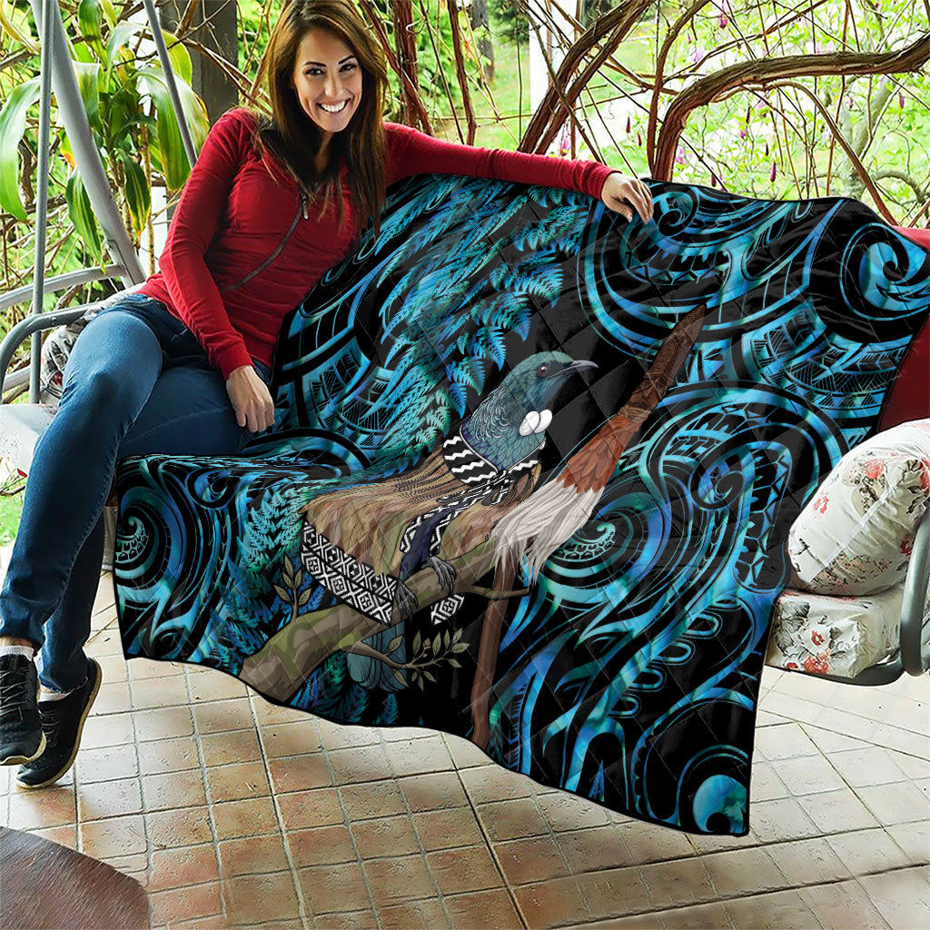 New Zealand Tui Bird Taiaha Quilt Maori Weapon Paua Shell Mix Silver Fern