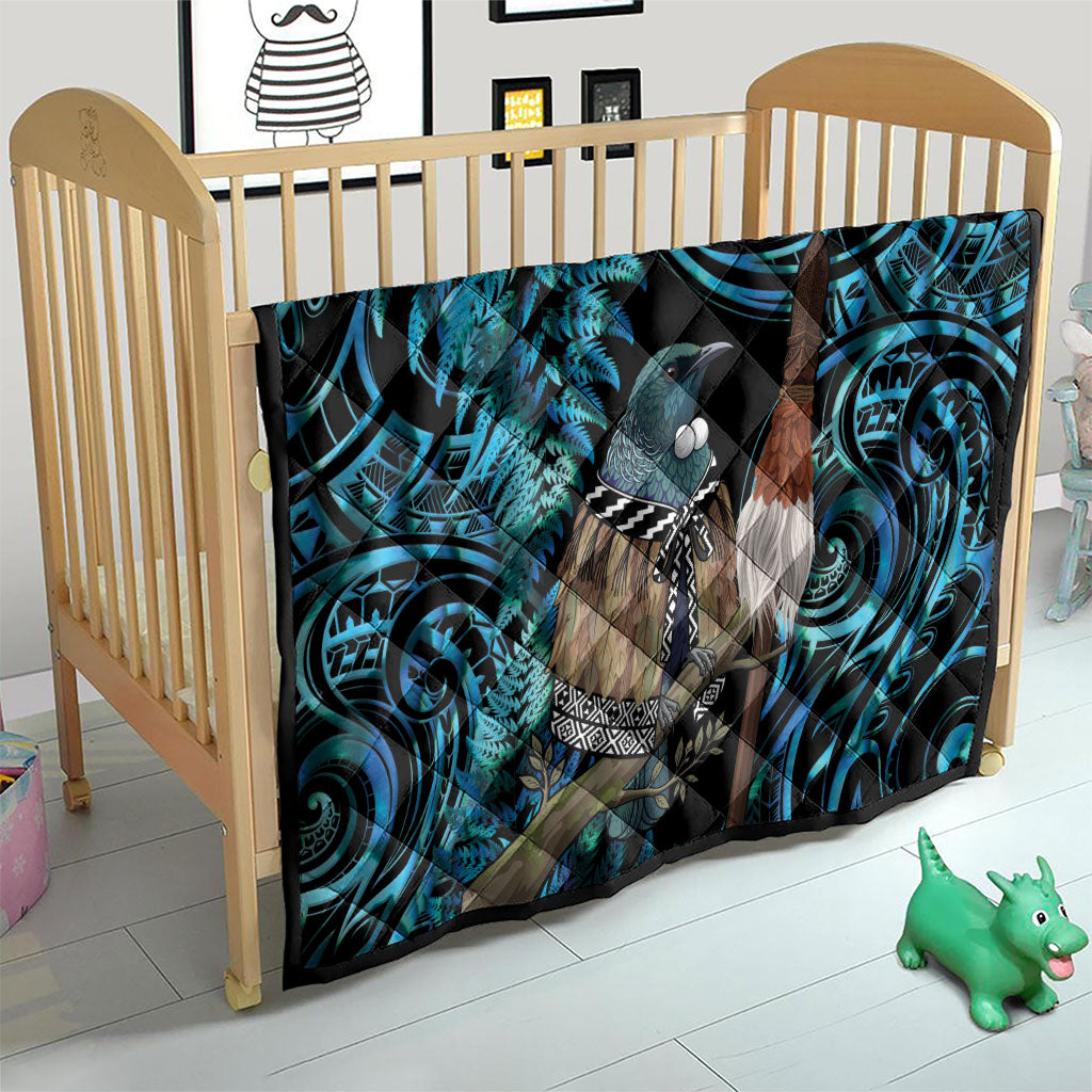 New Zealand Tui Bird Taiaha Quilt Maori Weapon Paua Shell Mix Silver Fern