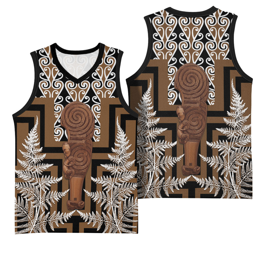 Wahaika New Zealand Basketball Jersey Maori Weapon Kowhaiwhai Fern Poutama Motifs LT14 - Polynesian Pride