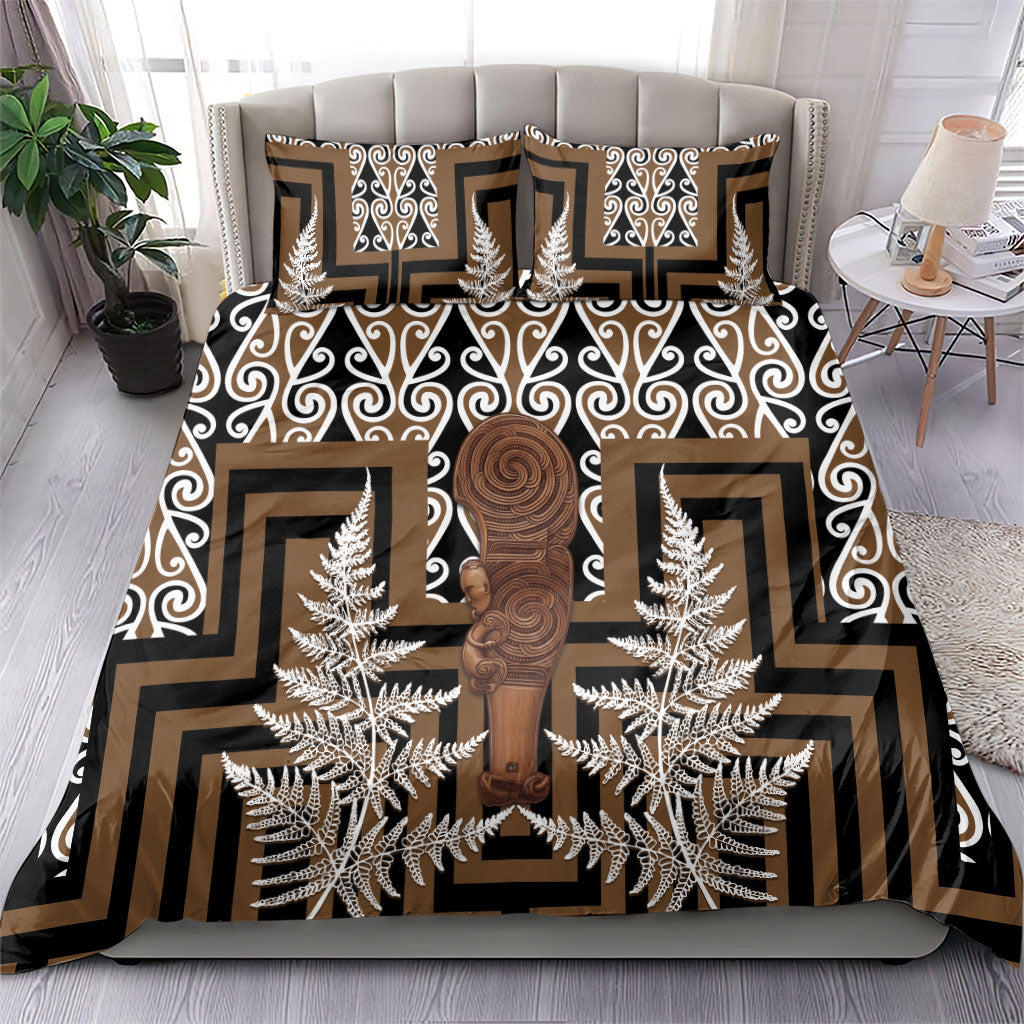 Wahaika New Zealand Bedding Set Maori Weapon Kowhaiwhai Fern Poutama Motifs