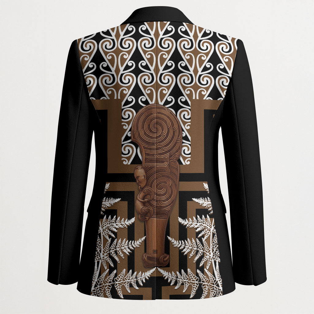 Wahaika New Zealand Blazer Maori Weapon Kowhaiwhai Fern Poutama Motifs