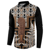 Wahaika New Zealand Button Sweatshirt Maori Weapon Kowhaiwhai Fern Poutama Motifs