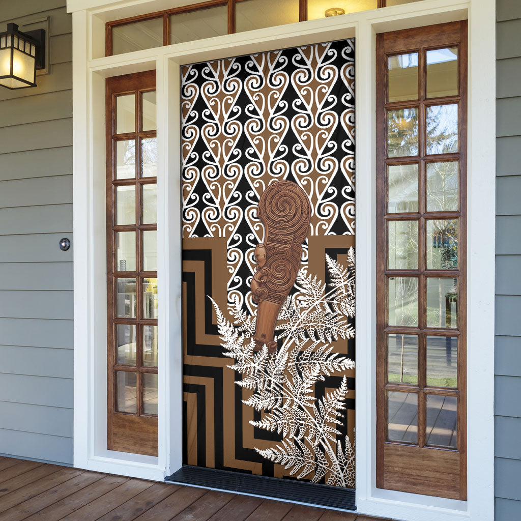 Wahaika New Zealand Door Cover Maori Weapon Kowhaiwhai Fern Poutama Motifs LT14 - Polynesian Pride
