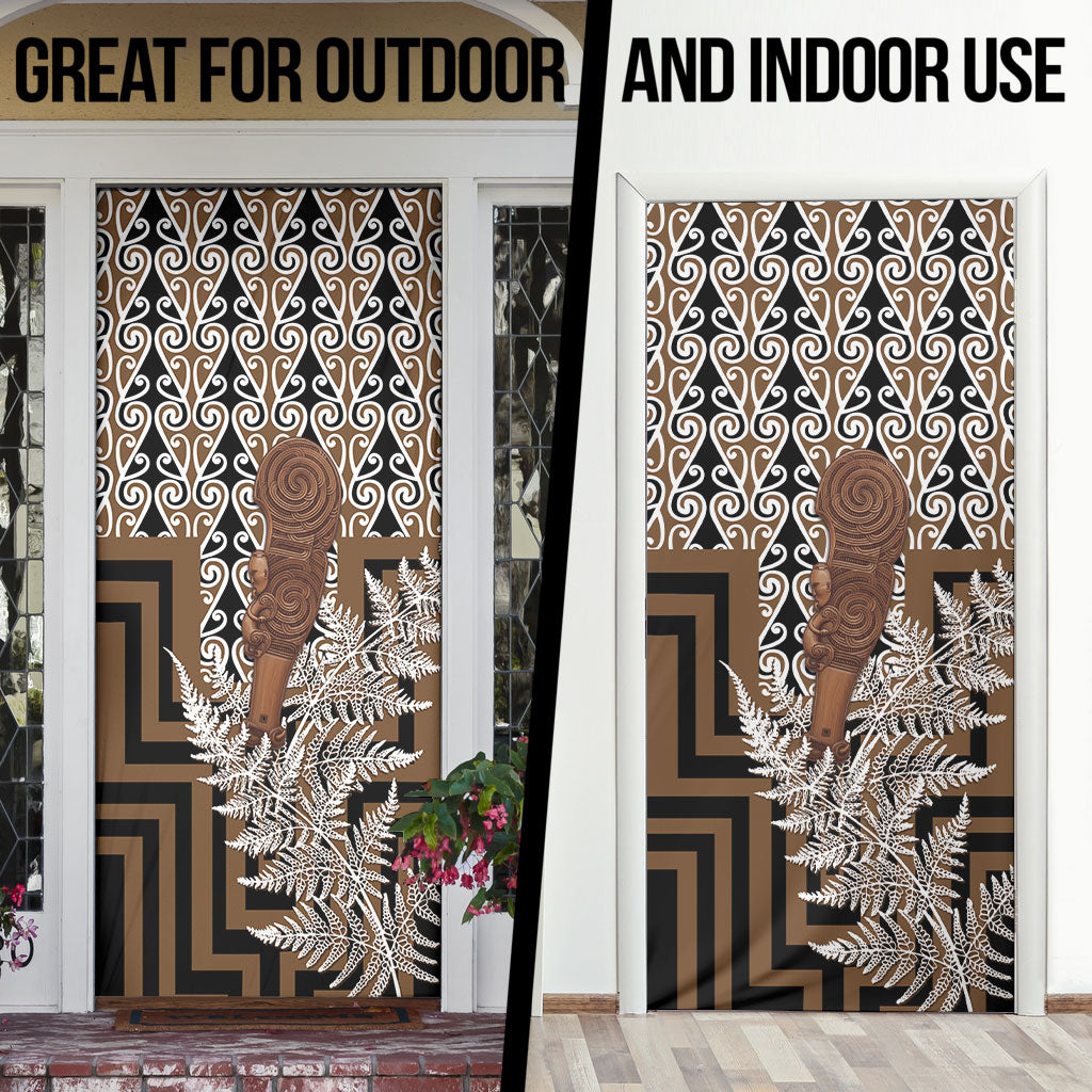 Wahaika New Zealand Door Cover Maori Weapon Kowhaiwhai Fern Poutama Motifs LT14 - Polynesian Pride