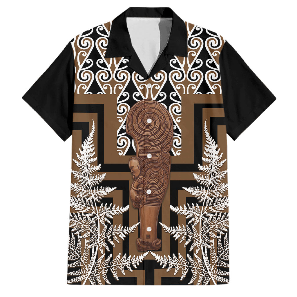 Wahaika New Zealand Family Matching Off Shoulder Maxi Dress and Hawaiian Shirt Maori Weapon Kowhaiwhai Fern Poutama Motifs