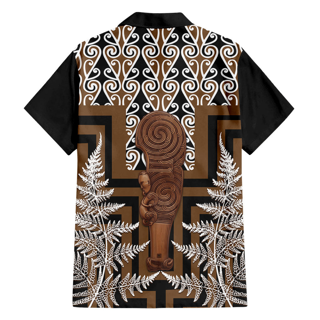 Wahaika New Zealand Family Matching Off Shoulder Maxi Dress and Hawaiian Shirt Maori Weapon Kowhaiwhai Fern Poutama Motifs
