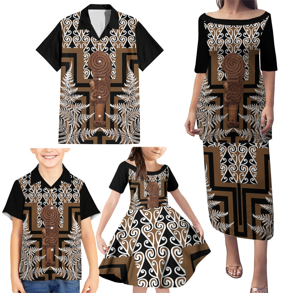 Wahaika New Zealand Family Matching Puletasi and Hawaiian Shirt Maori Weapon Kowhaiwhai Fern Poutama Motifs LT14 - Polynesian Pride
