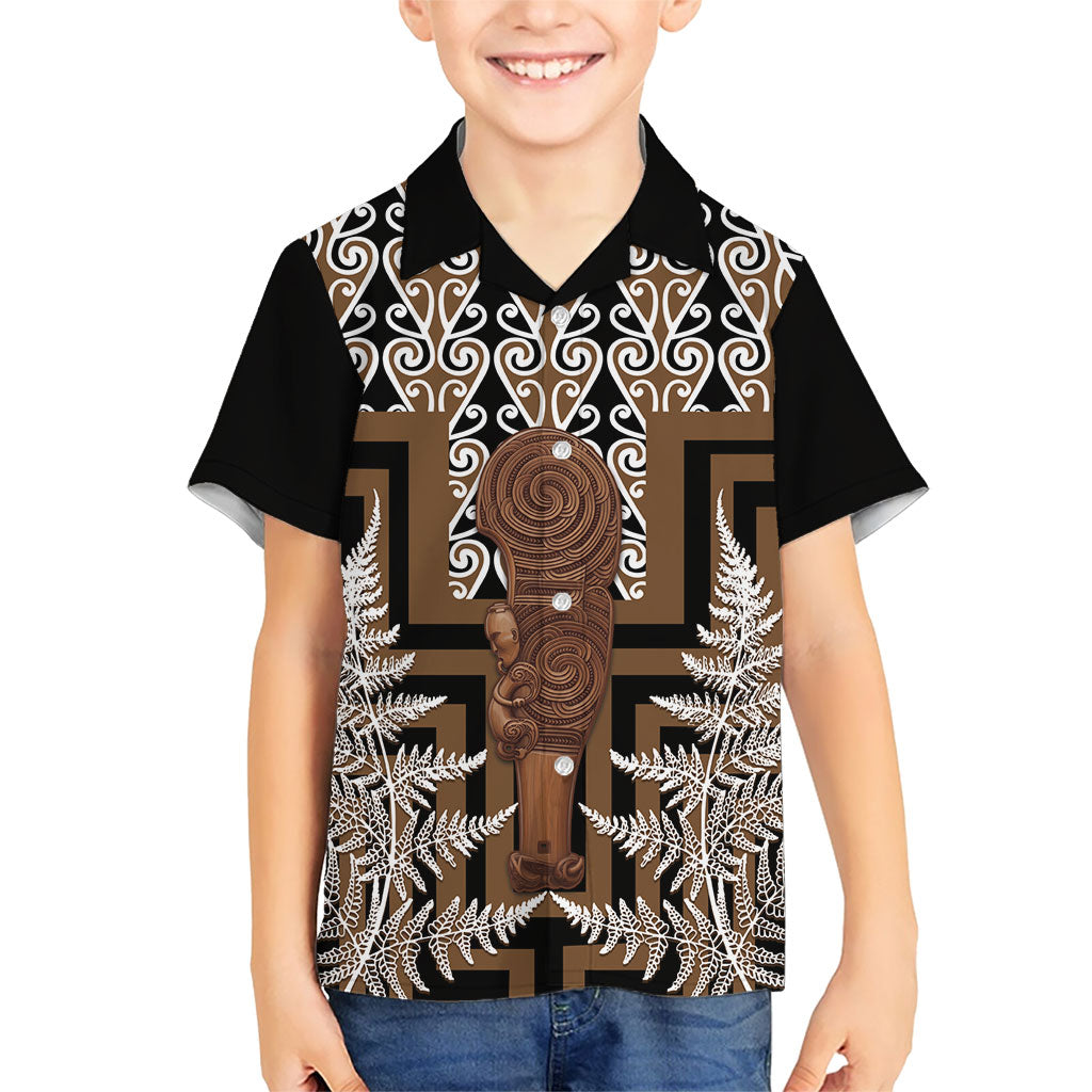 Wahaika New Zealand Family Matching Summer Maxi Dress and Hawaiian Shirt Maori Weapon Kowhaiwhai Fern Poutama Motifs