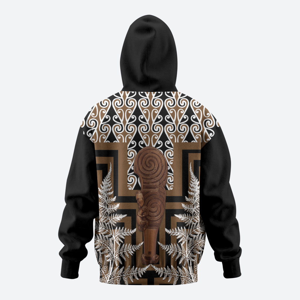 Wahaika New Zealand Hoodie Maori Weapon Kowhaiwhai Fern Poutama Motifs LT14 - Polynesian Pride