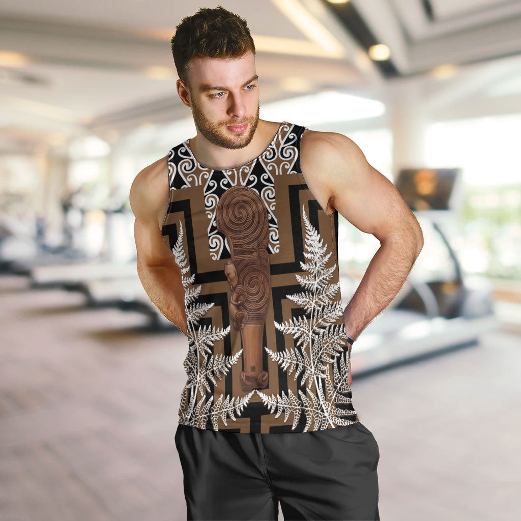 Wahaika New Zealand Men Tank Top Maori Weapon Kowhaiwhai Fern Poutama Motifs